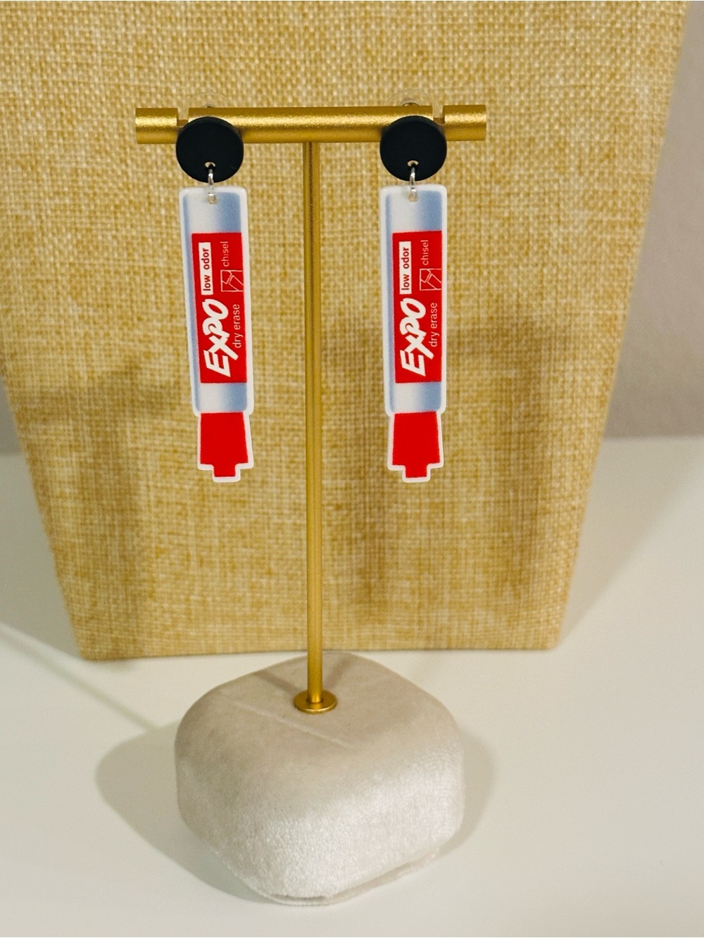 Fashion Jewelry Red and White Marker Drop Earrings